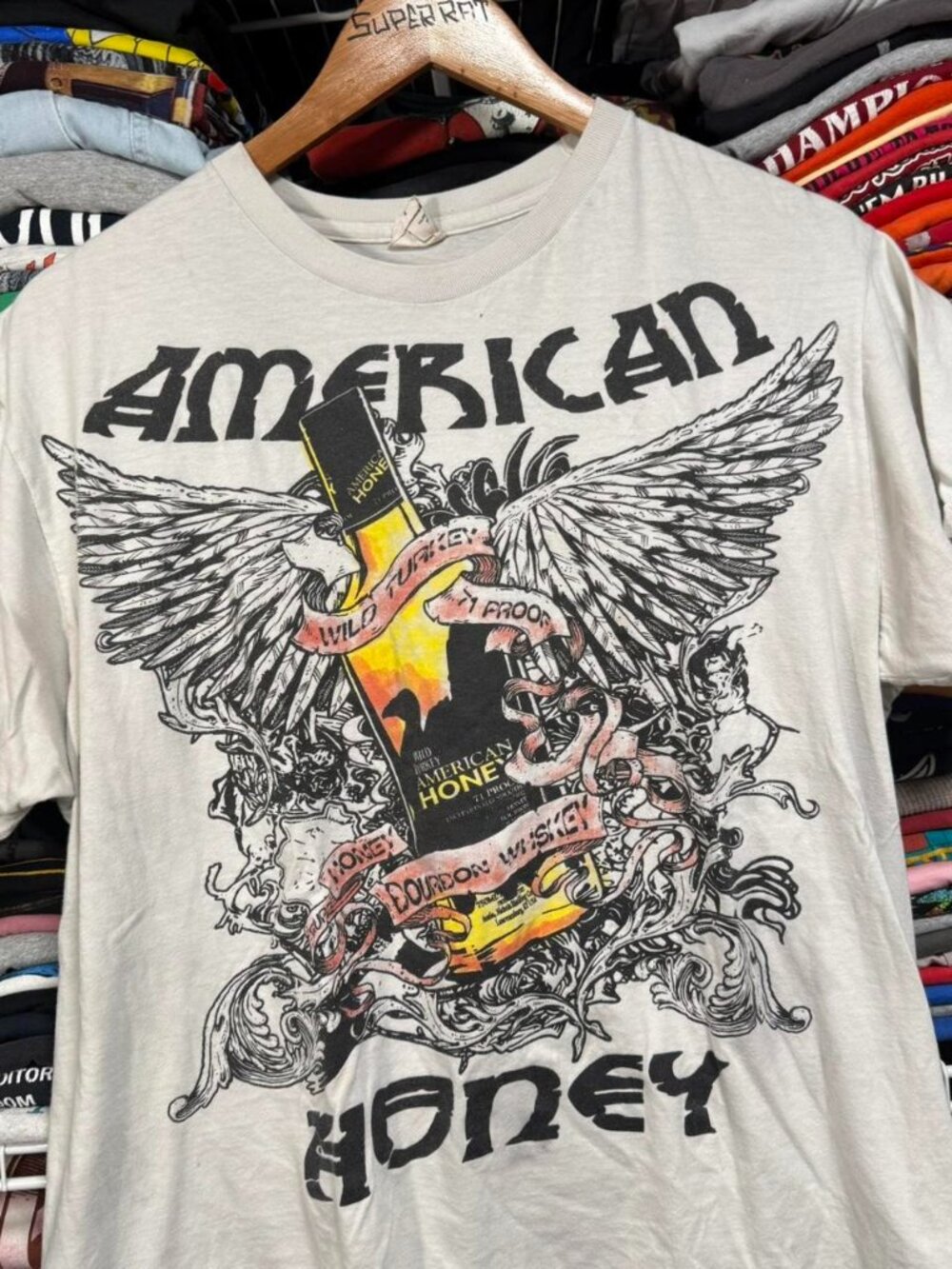 Y2K wild turkey American honey whisky graphic big print  t shirt white